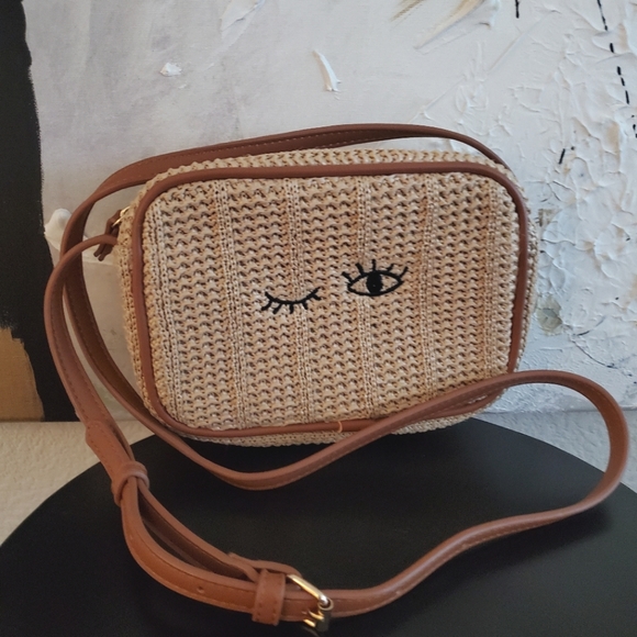 NWOT Raffia Straw Crossbody Bag Purse - Picture 1 of 8